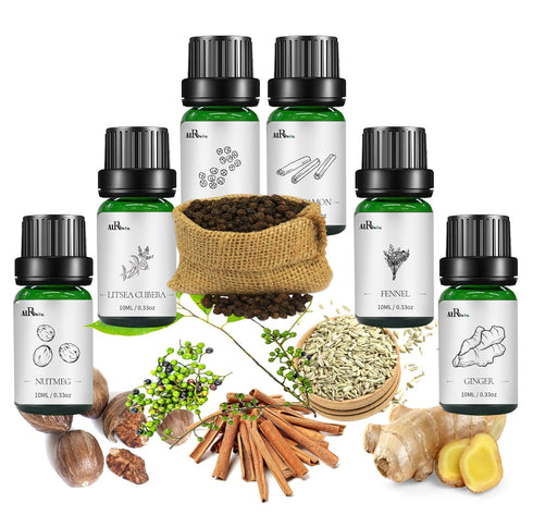 100% Pure Essential Oils Fall Spice Scented Oil 6x10ml for Candle Soap Slime Making Diffuser Home Aromatherapy Scents Gift Set Fennel Cinnamon Gin...