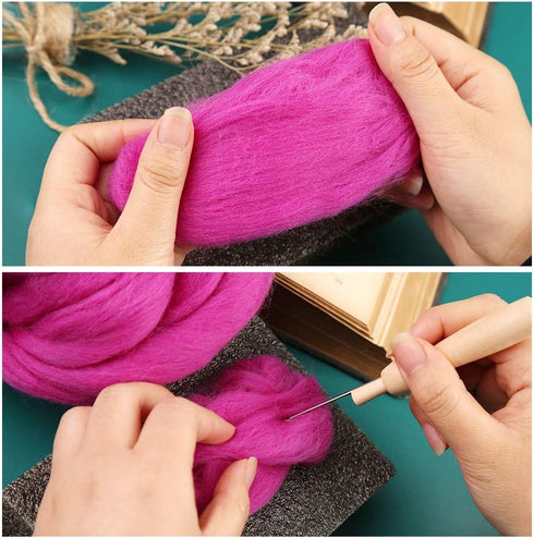 3.53oz Wool Roving Yarn, Wool Felting Supplies, Pure Wool, Chunky Yarn, Spinning Wool Roving for Needle Felting Wet Felting DIY Hand Spinning (Lig...