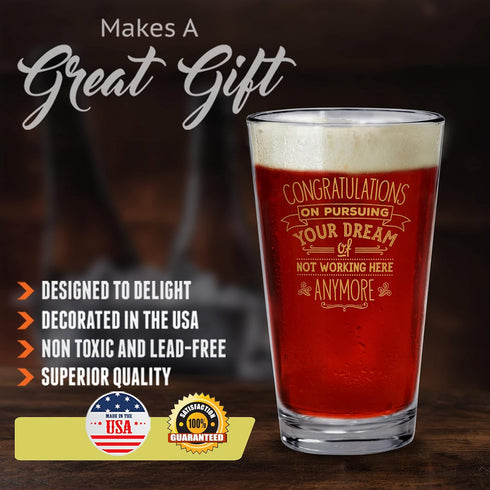 Bad Bananas Farewell Gifts for Coworkers - Congratulations on Pursuing Your Dream - 16 oz Beer Pint Glass - Going Away Gifts for Friends - Retirem...