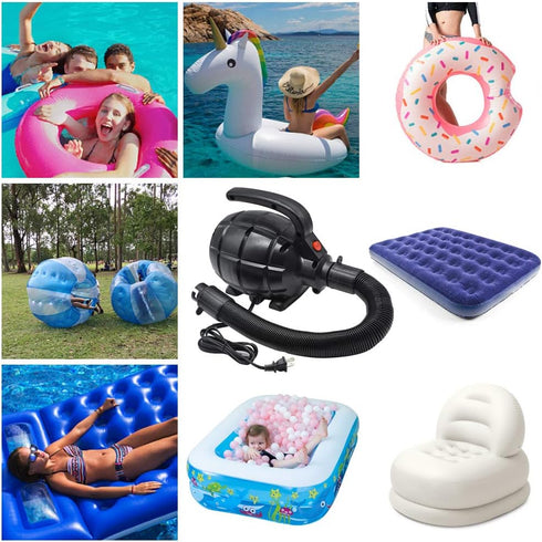 BOMPOW Electric Air Pump for Inflatables, AC (110V), 600W, 20L/min, Black, 4 Detachable Nozzles, Inflator/Deflator, Queen/King Size Air Mattress, ...