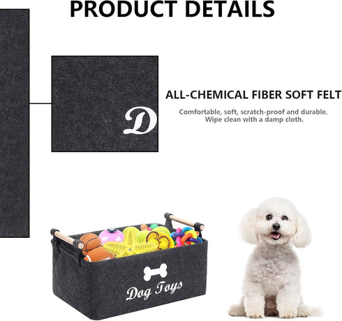 Geyecete Dog Toys Storage Bins - with Wooden Handle, Collapsible Pet Supplies Storage Basket Pet supplies storage Basket/Bin Kids Toy Chest Storag...