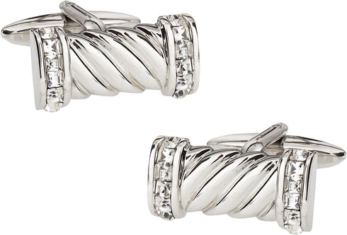 Crystal Rope Cufflinks for Men's Shirt Business Cufflink Best Gifts for Men Anniversaries Birthdays Cufflinks with Presentation Box Suitable for B...