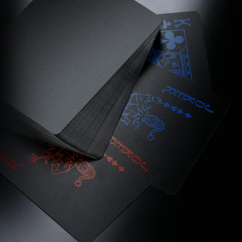 2 Decks Playing Cards Poker Cards Deck of Cards Premium Black Poker Cards Waterproof Plastic Cards with Gift Box,Game Tools for Family Game Party-...