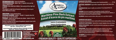Omega Alpha Maritime Pine Bark Extract Anti Hypertenstion 60 Capsules...