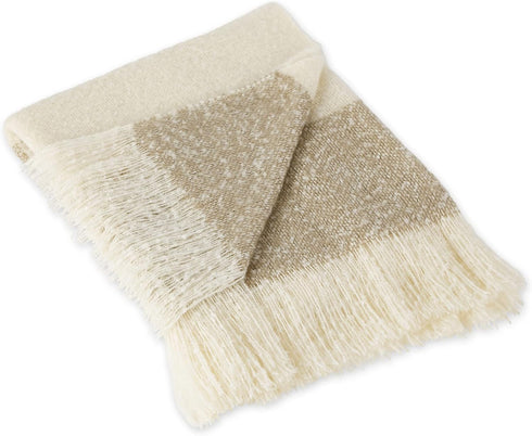 DII Coastal Acrylic Rugby Stripe Woven Throw, 50x60, Brown...