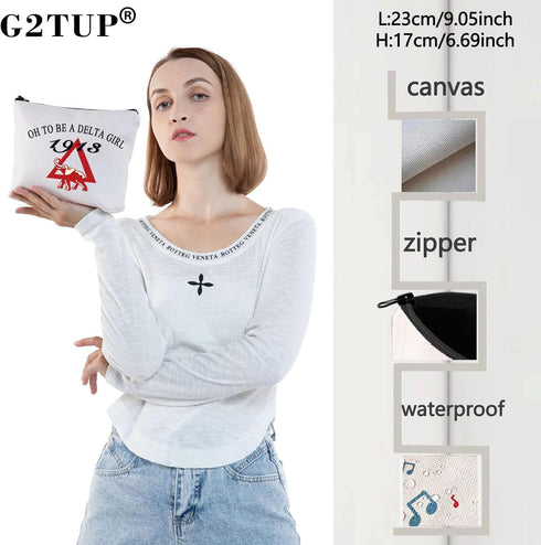G2TUP Elephant 1913 Sorority Makeup Bag Oh To Be A Girl Cosmetic Pouch with Zippered Pocket for Women Girls (Oh To Be)...