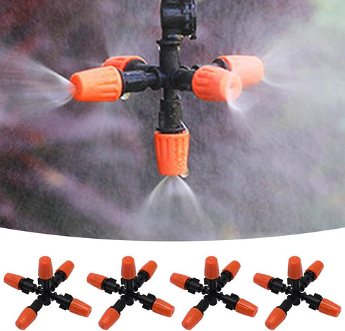 10 Pack 1/2 inch Garden Irrigation Sprinklers Head, Five Head Misting Spray Nozzle, 360° Micro Drip Irrigation Parts for Patio, Lawn, Micro Irriga...