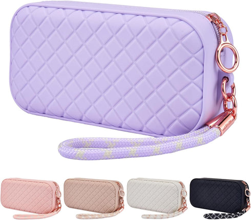 Portable Travel Makeup Bag,Soft Silicone Waterproof Toiletry Cosmetic Bag for Women,Upgrade Anti-Fall Out Zipper Closure Organizer Makeup Case -(L...