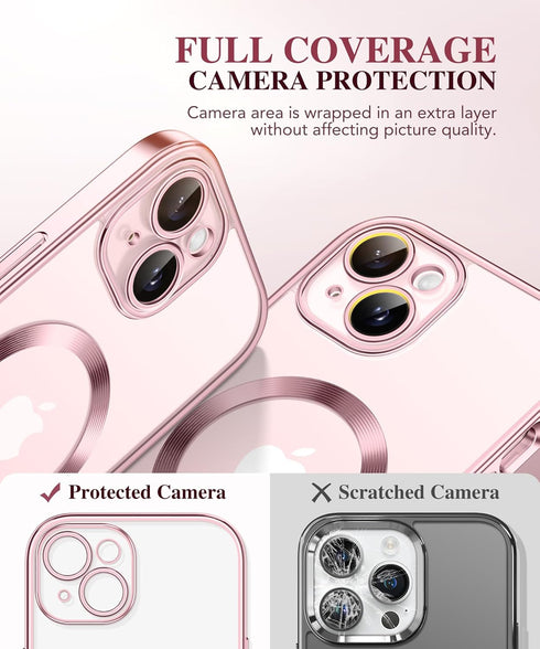 BERFY Magnetic for iPhone 15 Case Compatible with Magsafe, Full Body Rugged Case Built-in 9H Tempered Glass Screen Protector & Full Camera Protect...