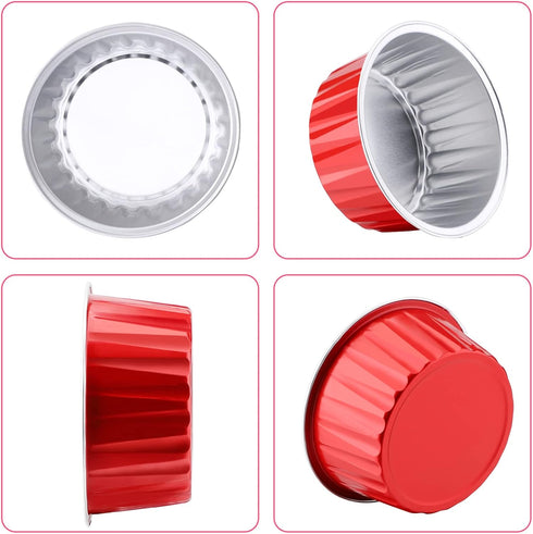 EUSOAR Disposable Ramekins with Lids, 30pcs 5oz Aluminum Foil Cupcake Baking Cups Containers Wrappers with Lids, Dessert Cups with Lids Mini Alumi...
