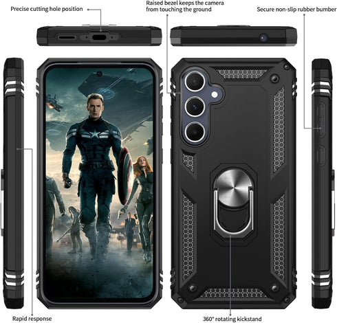 LeYi for Samsung Galaxy A35-5G Phone Case: with Glass Screen Protector and Camera Lens Protector, Military-Grade Heavy Duty Android Cell Case Cove...