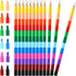 Leinuosen Stacking Crayons Stackable Buildable Crayons Colorful Crayon for School Office Supplies, 12 Colors (24 Pieces)...