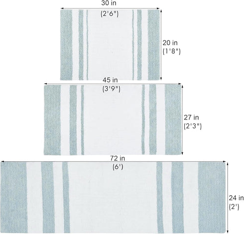 Madison Park Reversible Spa Cotton Bath Rug 100%-Cotton Striped Ultra Soft Water Absorbent, Fast Drying, Bath-Mats, Non-Slip Absorbent Quick Dry M...
