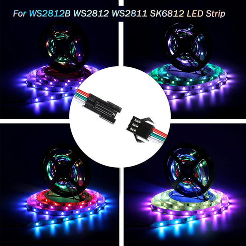 3 Pin Led Strip Connector, SUPERNIGHT 3 Pin Connector for WS2811 WS2812 WS2812B SK6812 LED Strip Lights, 7 Pairs JST SM Male Female Plug LED Conne...
