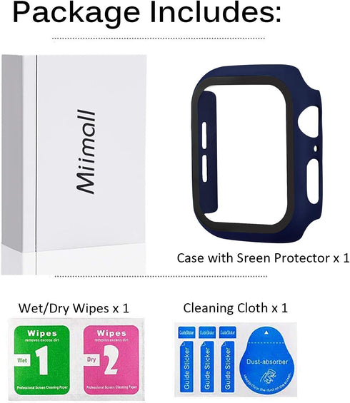 Miimall Compatible for Apple Watch Series 8 Case 45mm with Screen Protector Anti-Scratch Shockproof Hard PC and Tempered Glass Film Bumper Case fo...