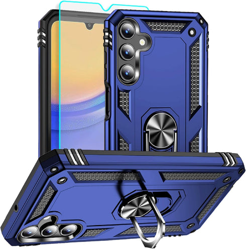 for Samsung Galaxy A15 5G Case with HD Screen Protector : Military Grade 16ft Drop Tested Ring Shockproof Protective Phone Case - Samsung Galaxy A...