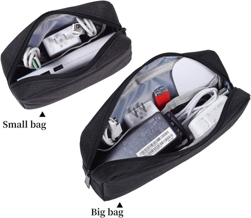 Canvas Waterproof Universal Electronic Accessories Organizer for Power Bank,Charging Cords,Chargers,Mouse,USB Cable,Earphones and More Out-going, ...