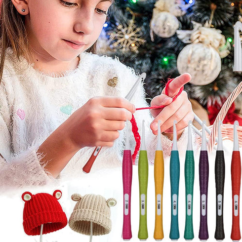 BAIWANLCH 8 Pcs Crochet Hooks Set Ergonomic Crochet Hook Set Single Pointed Knitting Crochet Hook Set Rubber Grip Single Pointed Hook Needles for ...