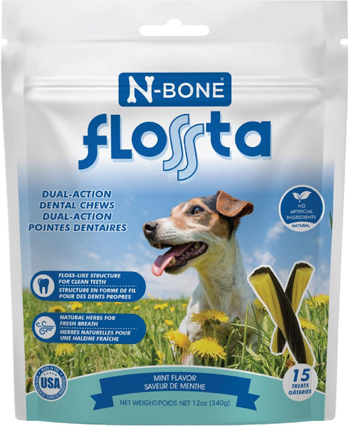 N-Bone FLOSSta Dual Action Dental Chews Mint Flavor, 12-oz bag...