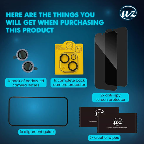[2+2 Pack For iPhone 14 Plus Anti-Spy Tempered Glass Screen Protector Phone Accessories,2 Pack Privacy Screen Plus 2 Pack Camera Lens Protector wi...