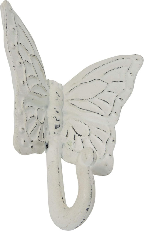 Foreside Home & Garden Rustic Antique White Metal Butterfly Wall Hook...