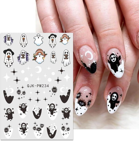 JMEOWIO 9 Sheets Halloween Nail Art Stickers Decals Self-Adhesive Cute Pumpkin Ghost Nail Supplies Nail Art Design Decoration Accessories...