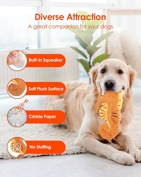 HGB Squeaky Dog Toys, No Stuffing Crinkle Plush Dog Toys for Small Medium Large Breeds, Interactive Dog Chew Toys for Aggressive Chewers, Puppy Te...