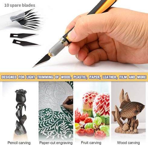 NEWISHTOOL Precision Hobby Knife Set Utility Exacto Knife Set with 10 PCS Fine Point Razor Art Knife Tool for Architecture Modeling, Pumpkin Cutti...