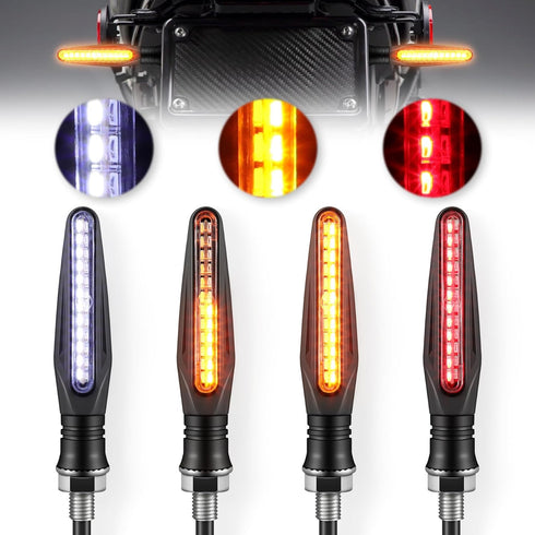LivTee Super Bright 4PCS Motorcycle Indicators Flowing Turn Signal Brake Lights & Daytime Running Lights 12V for Motorbike Scooter Quad Cruiser Of...