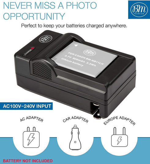 BM NB-11LH Battery Charger for Canon PowerShot Elph 110, Elph 130, Elph 135, Elph 140, Elph 150, Elph 160, Elph 170, Elph 180, Elph 190, Elph 320,...