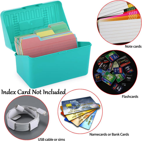 BTSKY 1 Pack 4 x 6 inch Index Card Box - Index Card Holder Notecard Box Recipe Card Box Plastic Storage Organizer for Filling Index Cards, Note Ca...