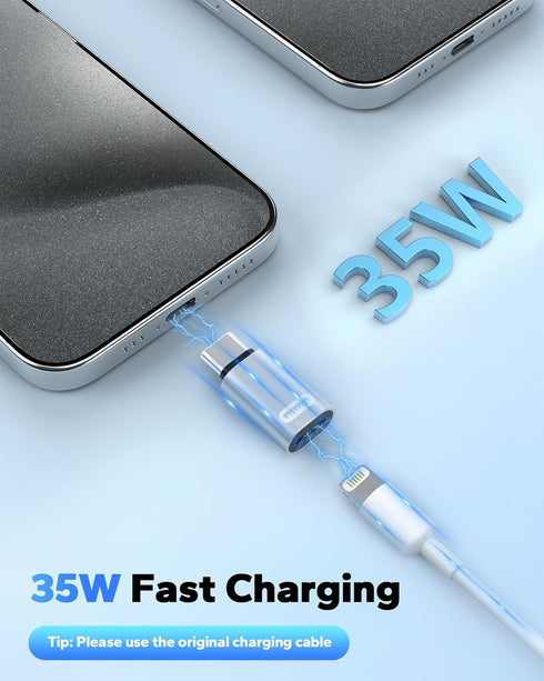 MoKo Lightning Female to USB C Male Adapter 2 Pack, Lightning to USB C Converter for iPhone 15 Series, iPad, iPhone to USB C Adapter for Fast Char...