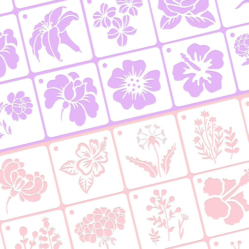 JULMELON Flower Stencils for Painting on Wood, 20Pcs Sunflower Painting Stencil Reusable Stencils DIY for Painting Wall Floor Decor Rock Dot Paint...