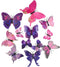12 Pcs Purple Butterflies Double Wings Refrigerator Magnets Wall Decal Removable Sticker Decoration for Home Kitchen Kids Room Bedroom Office Them...