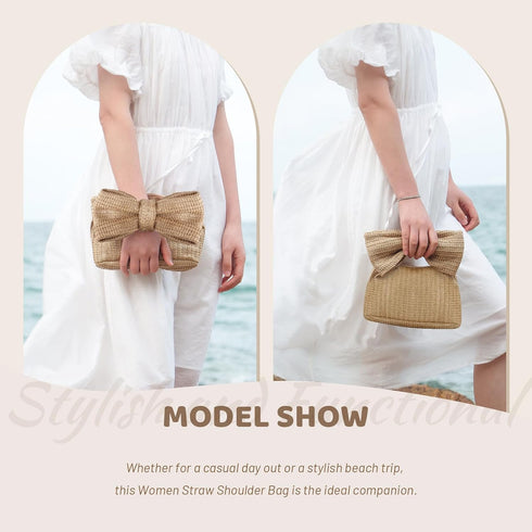 Straw Bow Purse Clutch Bag,Summer Beach Handbags for Women 2024 Vacation...