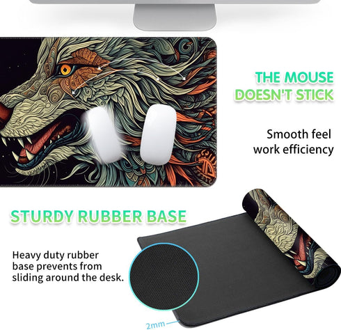 3-in-1 Large Mouse Pad Gaming Set with Stitched Edge Desk Pad Mat(31.4 x 11.8 inch) +Wrist Rest Pad +Coaster,Memory Foam Gel Wrist Rest for Desk W...