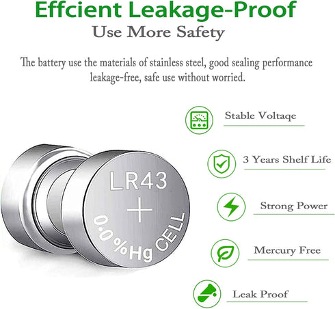 AG12 Battery 386 sr43 Battery L1142 Battery LR43 D386 L1142 D301 186 SR43 1.5v Alkaline Button Batteries (10 Count)...