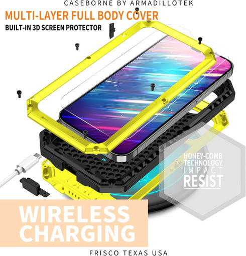iPhone 14 Pro Max 5G Case,Outdoor Aluminum Metal Gorilla Glass Shockproof Military Heavy Duty Sturdy Protector Cover Hard Case for iPhone 14 Pro M...