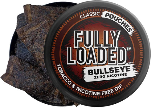 Fully Loaded Chew Tobacco and Nicotine Free Classic Bullseye Pouches Signature Flavor, Chewing Alternative-5 Cans...
