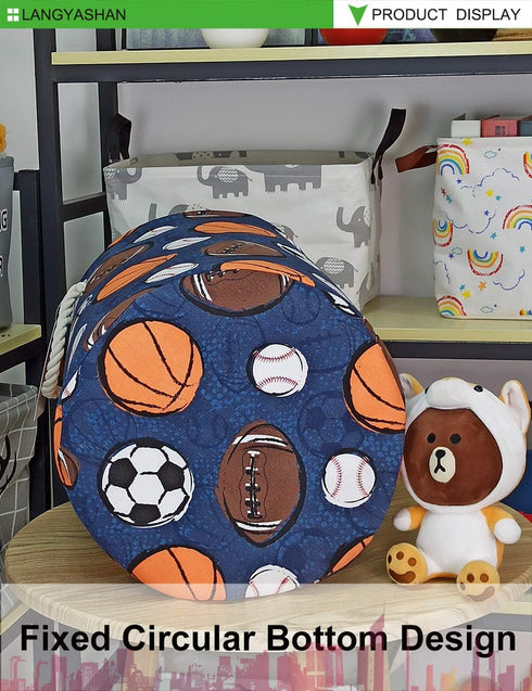 LANGYASHAN Laundry Basket Canvas Collapsible Organizer Storage Basket for Boys Girls Laundry Hamper Toy Bins Gift Baskets Bedroom Clothes Children...