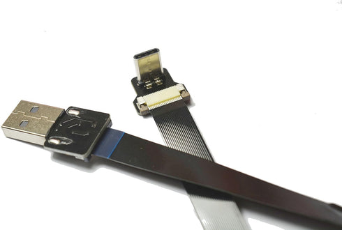 Long Black FFC USB C FPV Flat Slim Thin Ribbon FPC Cable USB Type-C 90 Degree to Standard USB A for sync and Charging (80CM)...