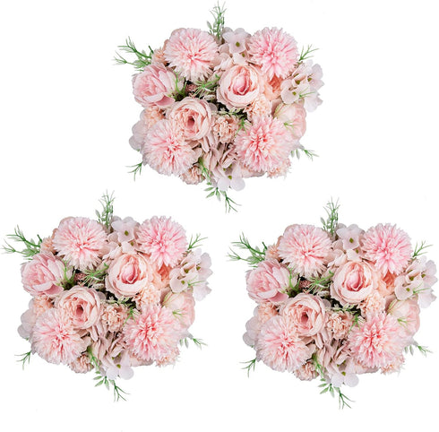 6 Pack Artificial Flowers, Fake Faux Peony Silk Hydrangea Plastic Carnations Daisy Realistic Flower Arrangements for Wedding Decoration Table Cent...