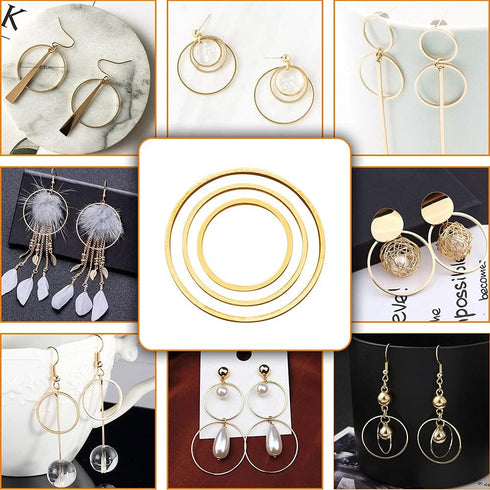 70pcs Earrings Beading Hoop for Jewelry Making, Earrings Findings Hoops Earring Circle Accessories Open Bezel Pendant Frame for DIY Craft,Earring ...