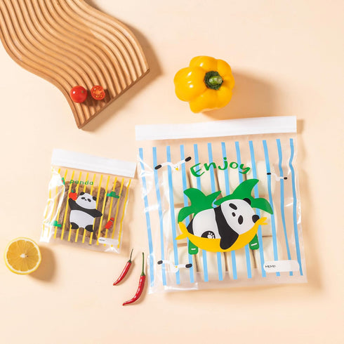 10pcs Cartoon Panda Food-Safe Zip Seal Food Storage Bags,Secure Seal For Home & Travel, For Storing Fruits, Vegetables...