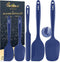 Walfos Silicone Spatula Set (5pcs) - 600? High Heat Resistant Kitchen Spoon Navy Blue Spatulas for Cooking Mixing & Baking, Strong Steel Core and ...