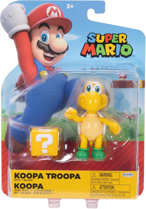 Super Mario Nintendo 4-Inch Green Koopa Troopa Poseable Figure with Question Block Accessory. Ages 3+ (Officially licensed)...
