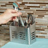 Home Basics Dual Compartment Stainless Steel Draining Cutlery/Utensil Holder Organizer, Free Standing, Kitchen Countertop, Silver (1)...