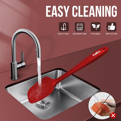 Walfos Silicone Spatula Set of 5-600°F Heat Resistant Kitchen Scraper Spatulas, Strong Steel Core and One-Pieces Seamless Design, Great for Cookin...