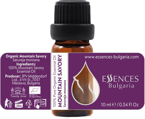 Essences Bulgaria Organic Mountain Savory Essential Oil 1/3 Fl Oz | 10ml | Satureja Montana | 100% Pure and Natural | Undiluted | Therapeutic Grad...