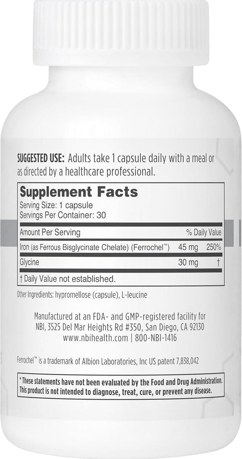 FerroSolve, Best Absorption Iron Supplement 45 mg | High Potency | GI Safe | 30ct Veggie Capsules...